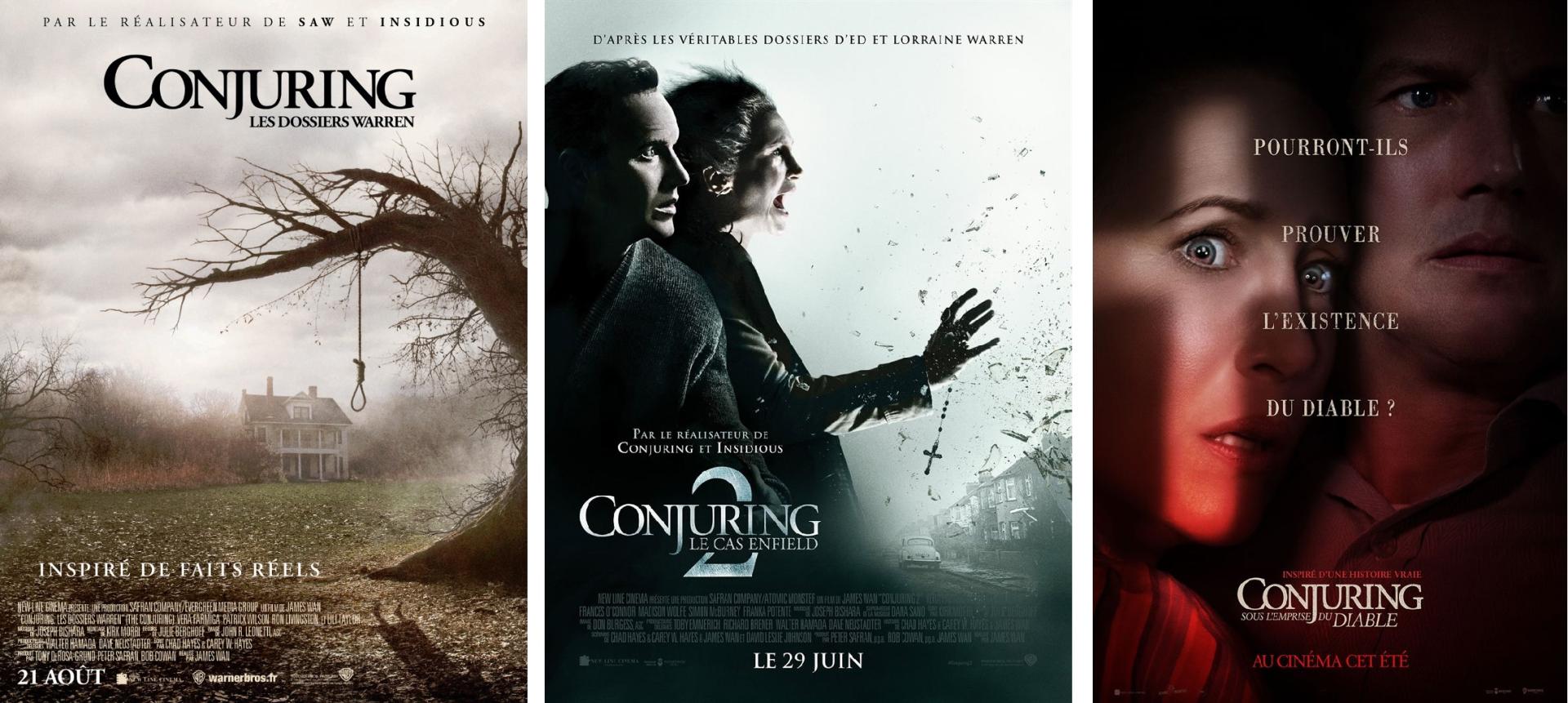 Affiche des films Conjuring 1, 2 et 3